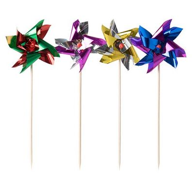 6 x 100 Deko-Picker 17,5 cm farbig sortiert "Windmühle"