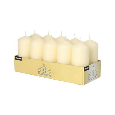 4 x 10 Stumpenkerzen Ø 40 mm · 90 mm creme
