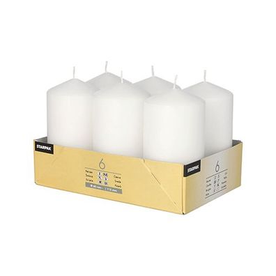 4 x 6 Stumpenkerzen Ø 60 mm · 115 mm weiss