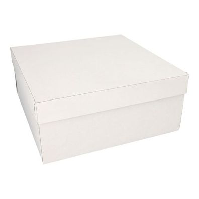5 x 10 Tortenkartons, mit Deckel, Pappe eckig 30 cm x 30 cm x 13 cm weiss