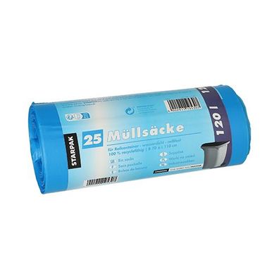 20 x 25 Müllsäcke, HDPE 120 l 110 cm x 70 cm blau