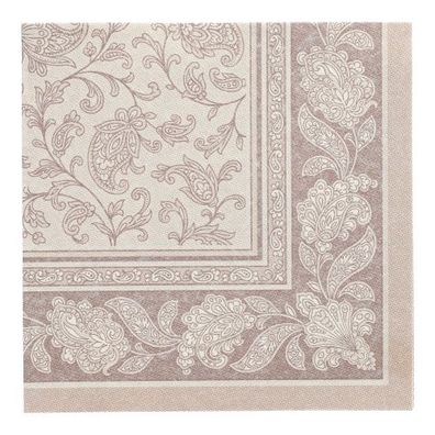 5 x 50 Servietten "ROYAL Collection" 1/4-Falz 40 cm x 40 cm mocca "Ornaments"