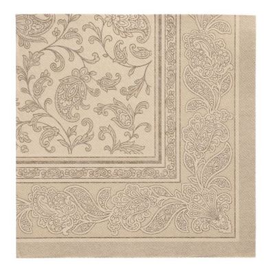 5 x 50 Servietten "ROYAL Collection" 1/4-Falz 40 cm x 40 cm sand "Ornaments"