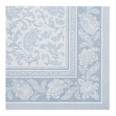 5 x 50 Servietten "ROYAL Collection" 1/4-Falz 40 cm x 40 cm arktikblau "Ornaments"