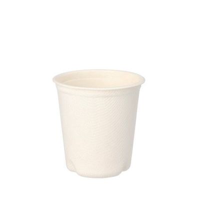 10 x 12 Trinkbecher Zuckerrohr "pure" 0,1 l Ø 6,3 cm · 6,5 cm weiss für Heißgetränke