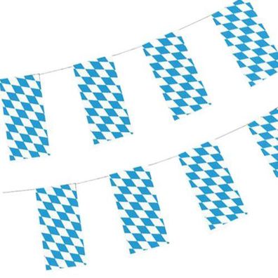 5 x Flaggenkette, Papier 10 m "Bayrisch Blau" schwer entflammbar