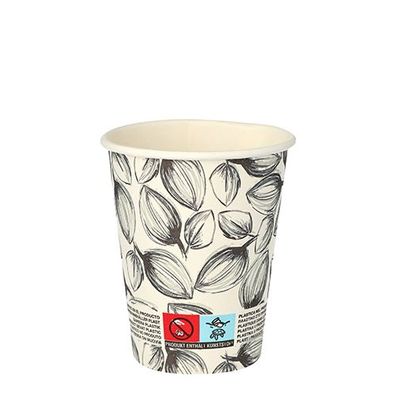 25 x 40 Trinkbecher, Pappe "To Go" 0,2 l Ø 8 cm · 9,1 cm weiss "Leaves"
