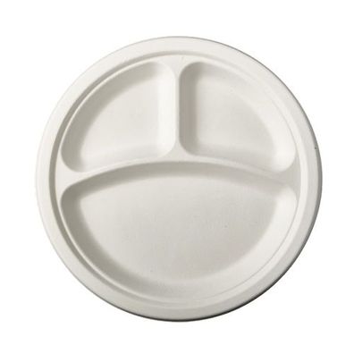 12 x 12 Teller, Zuckerrohr "pure" 3-geteilt Ø 23 cm · 2 cm weiss