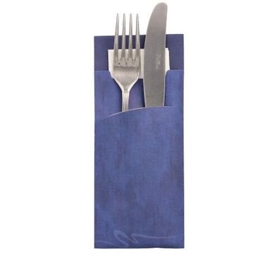 1 x 520 Bestecktaschen 20 cm x 8,5 cm blau inkl. weißer Serviette