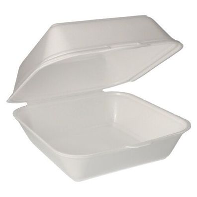 2 x 100 Hamburger-Boxen mit Klappdeckel, XPS 11 cm x 20 cm x 20 cm weiss laminiert XX