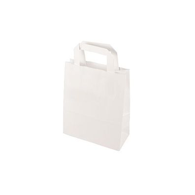 8 x 50 Tragetaschen, Papier 22 cm x 18 cm x 10 cm weiss mit Tragegriff