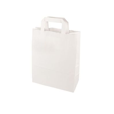 8 x 50 Tragetaschen, Papier 28 cm x 22 cm x 10 cm weiss mit Tragegriff