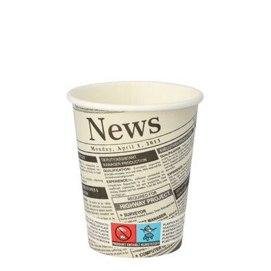 20 x 50 Trinkbecher, Pappe "To Go" 0,2 l Ø 8 cm · 9,2 cm "Newsprint"