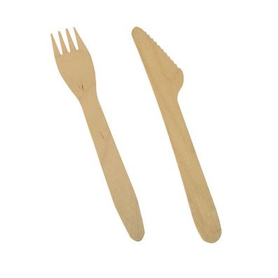 1 x 500 Bestecke, Holz "pure" 16,5 cm (Messer, Gabel)