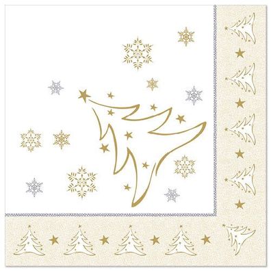 5 x 50 Servietten "ROYAL Collection" 1/4-Falz 40 cm x 40 cm gold "X-Mas Elegance"