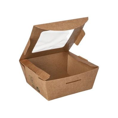 12 x 40 Feinkostboxen Pappe "pure" eckig 350 ml 4,5 cm x 9 cm x 9 cm braun "100% Fair