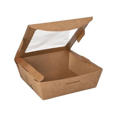 3 x 40 Feinkostboxen Pappe "pure" eckig 650 ml 4,5 cm x 12 cm x 12 cm braun "100% Fai
