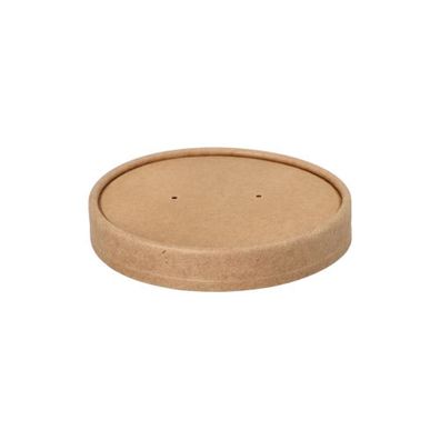 20 x 25 Deckel für Suppenbecher, Pappe rund Ø 9,8 cm · 1,6 cm braun