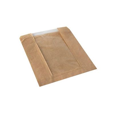 1 x 1000 Sichtstreifenbeutel mit PLA-Fenster "pure" 18 cm x 21,5 cm braun
