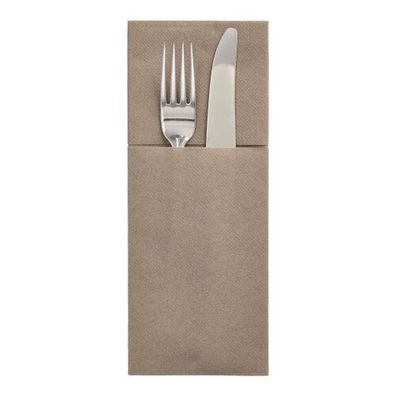 4 x 100 Bestecktaschen, Airlaid 40 cm x 48 cm taupe "Premium" mit Besteckfalz