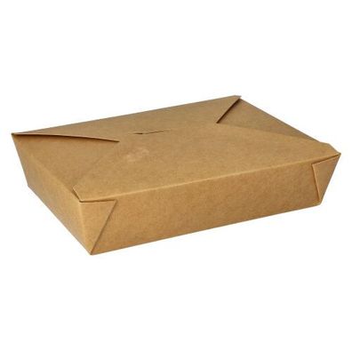 3 x 50 Lunchboxen, Pappe "pure" 1500 ml 4,8 cm x 14 cm x 19,5 cm braun
