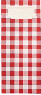 1 x 520 Bestecktaschen 20 cm x 8,5 cm rot "Vichy Karo" inkl. weißer Serviette