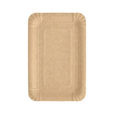 4 x 250 Teller, Pappe "pure" eckig 13 cm x 20 cm braun