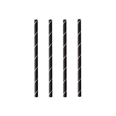 16 x 250 Cocktail Trinkhalme, Papier Ø 7 mm · 15 cm schwarz/weiss "Stripes"