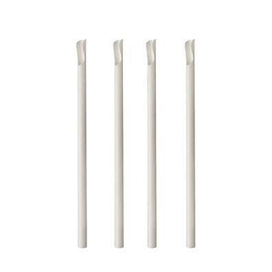 8 x 100 Trinkhalme mit Löffel, Papier "pure" Ø 8 mm · 20 cm weiss
