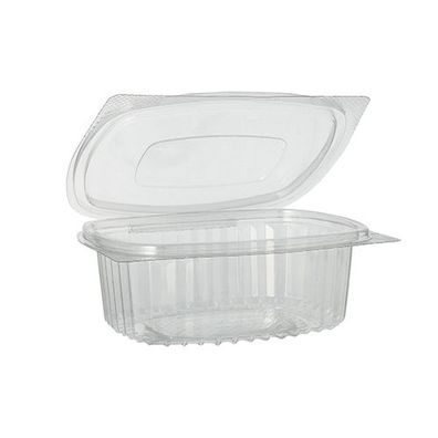15 x 50 Feinkost- und Salatschalen mit Klappdeckel, R-PET oval 375 ml 5 cm x 11,5 cm
