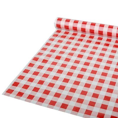 1 x Tischdecke, Folie 50 m x 80 cm rot "Karo"