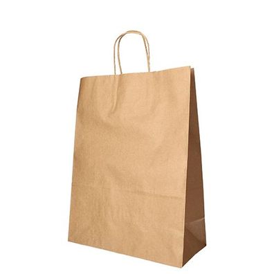 10 x 25 Tragetaschen, Papier 35 cm x 26 cm x 12 cm braun mit gedrehtem Tragegriff