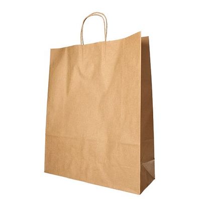 10 x 25 Tragetaschen, Papier 40 cm x 32 cm x 12 cm braun mit gedrehtem Tragegriff