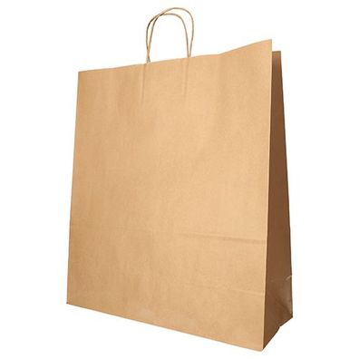 10 x 25 Tragetaschen, Papier 41 cm x 35 cm x 14 cm braun mit gedrehtem Tragegriff