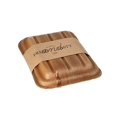 5 x 10 Trays, Palmblatt "pure" eckig 300 ml 5,5 cm x 13,5 cm x 17,5 cm mit Deckel und