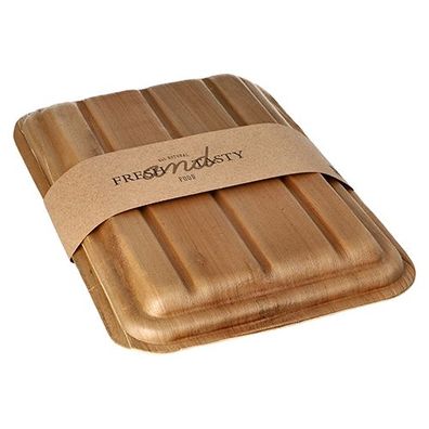 5 x 10 Trays, Palmblatt "pure" eckig 500 ml 6,5 cm x 17,5 cm x 25,5 cm mit Deckel und