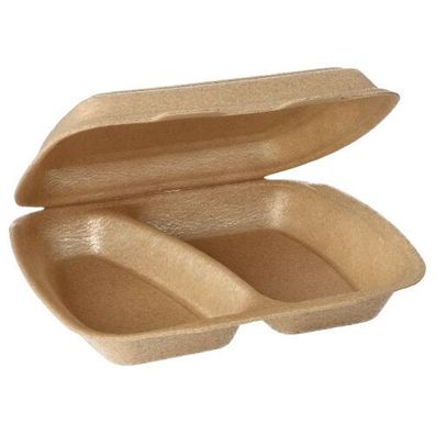 4 x 50 Menüboxen mit Klappdeckel, XPP 2-geteilt 7 cm x 20,5 cm x 24 cm beige