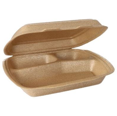 4 x 50 Menüboxen mit Klappdeckel, XPP 3-geteilt 7 cm x 20,5 cm x 24 cm beige