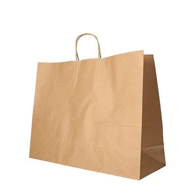 12 x 25 Tragetaschen, Papier 27 cm x 32 cm x 21,5 cm braun mit gedrehtem Tragegriff