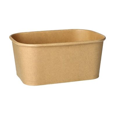 12 x 25 Verpackungsbecher, Pappe rechteckig 1000 ml 7,5 cm x 17,3 cm x 12,3 cm braun