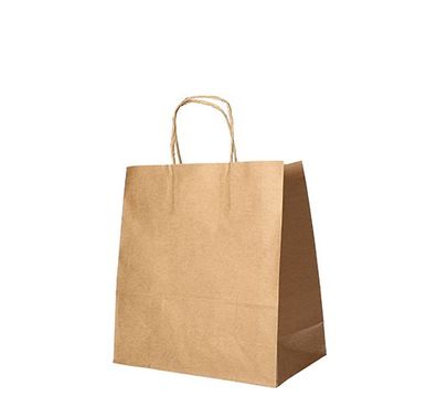 12 x 25 Tragetaschen, Papier 25 cm x 26 cm x 17 cm braun mit gedrehtem Tragegriff