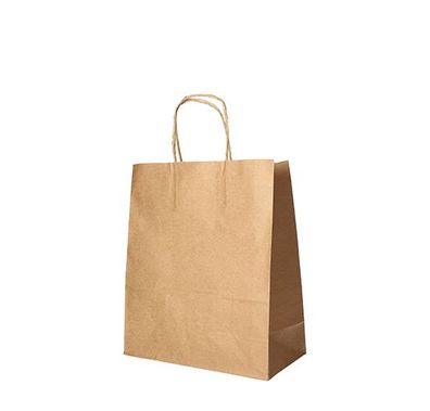 10 x 25 Tragetaschen, Papier 28 cm x 22 cm x 10 cm braun mit gedrehtem Tragegriff