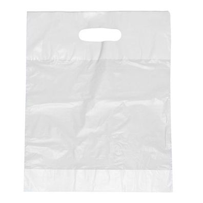 2 x 100 Griffloch-Tragetaschen, HDPE 50 cm x 45 cm x 8 cm weiss