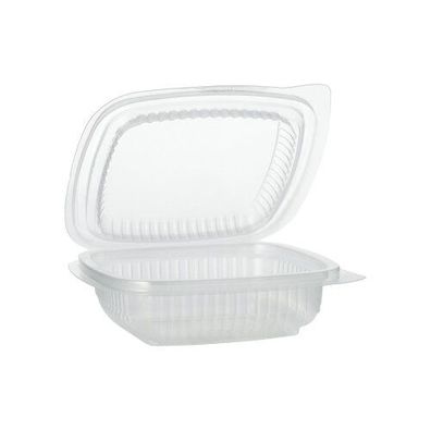 10 x 100 Verpackungsbecher mit Klappdeckeln, PP rechteckig 150 ml 4 cm x 11,5 cm x 12