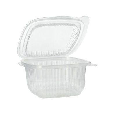 10 x 100 Verpackungsbecher mit Klappdeckeln, PP rechteckig 375 ml 6,2 cm x 11,5 cm x