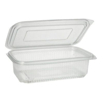 12 x 50 Verpackungsbecher mit Klappdeckeln, PP rechteckig 750 ml 5,3 cm x 13 cm x 19