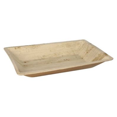 4 x 25 Teller Palmblatt "pure" eckig 3 cm x 23 cm x 16 cm natur