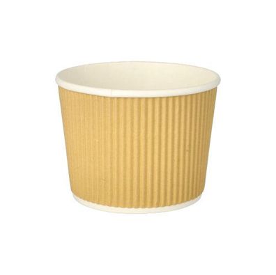 20 x 25 Suppenbecher, Pappe rund 520 ml Ø 11 cm · 8,4 cm braun/weiss Ripple Wall