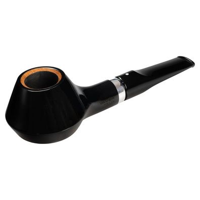 VAUEN Designer Pfeife Felix 1, schwarz, glatt, 9mm Filter, Weißpunkt