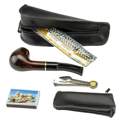 Pfeifen-Einsteigerset Lederoptik schwarz Pfeife Acryl